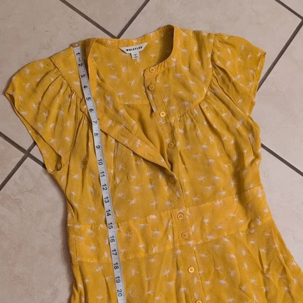 Whisltes Isla Dandelion Midi Dress Yellow Button Front Size 10